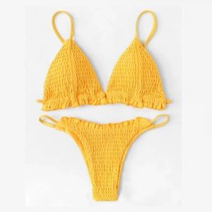 SHEIN Yellow Frilled Bikini Set